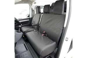 UK Custom Covers To Fit Vauxhall Vivaro Seat Covers (2019 On) Inc. Embroidery Waterproof Tailored Easy to Fit Tailored (Black)