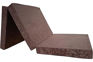 Natalia Spzoo materac składany 195 x 65 x 8 cm na podłogę dostawka dla gości piankowy do auta ze zdejmowanym pokrowcem (Brązowy 1021)