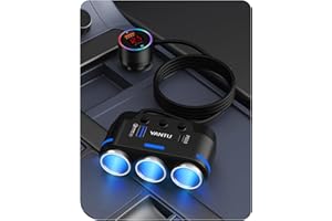 YANTU 230W Car Cigarette Lighter Multi Socket,Cigarette Lighter adapter/Splitter with QC3.0 & PD 130W Car Charger Adapter,12V Usb Socket With Double/Dual Plug/Port For All Car Devices
