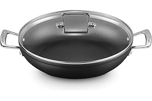 Le Creuset Toughened Non-Stick 28x6.5cm Shallow Casserole/Braiser with Glass Lid, Aluminium, 51107280010502