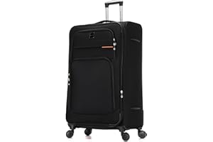 SKYLARK LUGGAGE Skylark 32" Extra Large Suitcase Super Lightweight Luggage 20% Expandable 4 Wheels Spinner 3-Digit Combination Lock Soft Shell Luggage Check in for 30kg (Black, 162 litres)