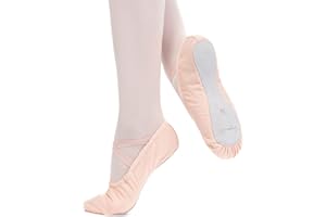 tanzmuster Demi-Pointes en Toile Dani - Semelle entière en Cuir - Danse Classique - Blanc, Rose-Abricot et Noir, 22-45