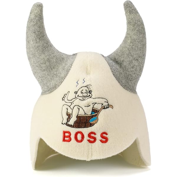 Natural Textile Sauna Hat 'Captain' White - 100% Organic Wool Felt Hats for Russian Banya - Protect your Head from Heat - English Sauna eBook Guide Included - with Embroidery