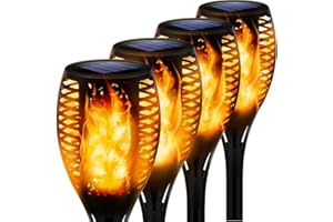 BatdTech Llama Solar Luces 4 Paquetes Lámpara Antorcha Solares de Llamas Jardín Iluminación al Aire Libre para Patio, Césped, Pasillo