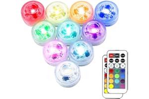 LUXJET 10 pezzi luce LED subacquea colorata 100% impermeabile candela lumino d'atmosfera CR2032 alimentato a batteria super luminosa bianco caldo con telecomando per vasi, ciotole, piscine, acquari, feste