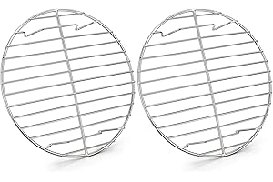 HaWare Griglia di raffreddamento rotonda, set da 2 pezzi, 100% acciaio inox, griglia di raffreddamento per cottura a vapore, ideale per pentole/forno, teglia per torte, forno e lavastoviglie (23 cm)