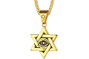 FaithHeart Colgante Estrella de David Collar Israel Acero Inoxidable 316L Hombre Joyería Religiosa Judía Regalo Talismán Protección