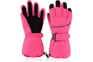 XIAOHAWANG Rękawice narciarskie dla dzieci, wodoszczelne, wiatroszczelne, z odblaskowymi paskami, antypoślizgowe, ocieplające, ochrona przed zimnem, rękawice z pięściami dla dzieci