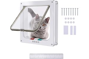 MAXQUU 1 Set Of Pet Doors And A Ruler, Two-Way Entry And Exit Door, Cat Door, Dog Door Hole, Flip Pet Door, Suitable For Small Pets, Reusable (White)