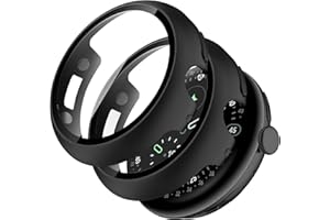 Miimall 2-Pack Case for Google Pixel Watch 4 45mm, Hard PC Bumper Cover with HD Tempered Glass Film, Shockproof Anti-Scratch Full Protective Cover Screen Protector for Pixel Watch 4 45mm-Black*2