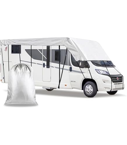 UK Custom Covers CC794GREYAD5 - Telo copri caravan a 4 strati, traspirante, resistente, con gancio di fissaggio incluso, colore: grigio, dimensioni 3, 7-7,6 m