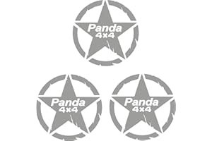 PUMU ADESIVI STELLA 4X4 PER PANDA TREKKING OFFROAD FUORISTRADA (ARGENTO)