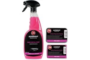 Autobright Pre Cleaning Car Wax Polishing Clay Mist 750ml & 100g Fine Clay Bar Smooth Finish Detailing Kit