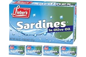 Lieber's Tinned Sardines in Pure Olive Oil, 125g Tin (Pack of 5), Rich in Omega 3