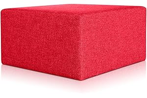 Deshome Pouf poggiapiedi 83x83x44 cm stoffa Idrorepellente: Pouf design moderno per divano soggiorno camera da letto, Puff poggiapiedi, Pouffe salotto Minerva (Rosso)