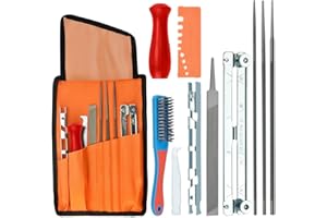 ADERTOS 11 PCS Juego de Afilado para Motosierra Afilador de Cadena de Sierra Kit de Afilador de Motosierra Limas para Motosierra 4/4.8/5.5mm Kit Afilador Cadena Motosierra para Pulir Cadenas