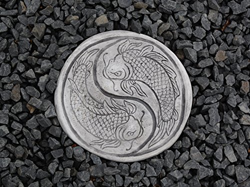 Wunderschöne chinesische japanische Trittplatte Bodenplatte Motiv: Koi aus Steinguss frostfest - 4