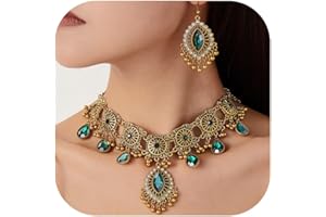 Zinx Indian Jewellery Set for Women Jhumka Indian Earrings Necklace Wedding Party Dresses Outfits Accessories Gift