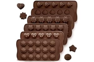 6 pièces Moules à Chocolat en Silicone, CNYMANY Bonbons Moule Gelée Moule Antiadhésif Casseroles de cuisine Bacs à glaçons pour la fête Festival - 6 Formes