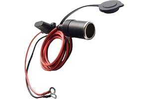 Carviya, presa femmina per accendisigari con terminale ad occhiello, cavo di alimentazione, 12 V, 17 AWG, 1,2 m, 15 A, fusibile di alimentazione DC 12 24 V, per pompa ad aria