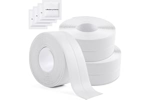 Senbaler 3 Rotoli Nastro Sigillante Impermeabile,PVC Profilo Battiscopa,Bordo Strisce per Cucina Lavello,WC,Vasca da Bagno (Banco)