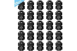 QitinDasen 25Pcs Premium Nylon PG11 Pressacavi, 5～10mm Regolabile IP68 Impermeabile Giunti Pressacavo, Impermeabili Pressacavi Connettori con Guarnizioni (Nero)