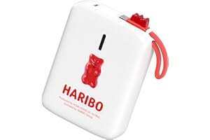 Haribo Mini-Powerbank 20000mAh, 22,5W Schnellladung, integriertes Kabel, Kompakte Größe, Tragbares Ladegerät für iPhone 15 16 17, Galaxy S25 S24, Rot