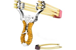 RoserRose Steinschleuder Zwille Set, Edelstahl Schleuder + 2er Ersatzgummi, Slingshot Sportschleuder, Katapult