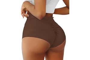 BOUDANER Short de Yoga pour Femme - Taille Haute - Dos en V - Pantalon de Danse en élasthanne