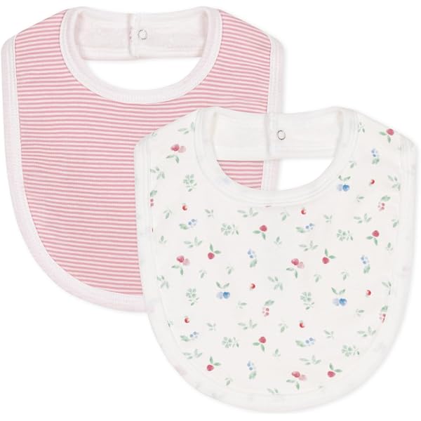 Bavoir Petit Bateau - Cœurs Rouges - Côte De Maille - Taille Unique - Lavable Machine - Mixte