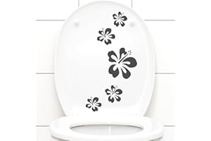 Grandora Klodeckel Aufkleber Hibiskusblüten I dunkelgrau 5er Kreativset I Bad Blüten Blumen Hibiskus Aufkleber Wandaufkleber Wandsticker W916