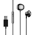 USB In-Ear Gaming Headset with MEMS Microphone, Wired PC USB Headphones, Wired USB Earbuds with Mic for PC, PS4, PS5, Laptop 