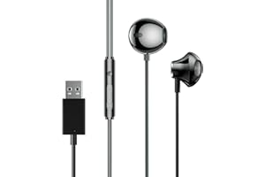 MxyVrix Cuffie da Gioco USB In-Ear con Microfono MEMS, Cuffie USB con per Computer 2,5M, Cancellazione Rumore per PC, PS4, PS5, Laptop - per Skype, Ufficio, Gaming, Streaming Live