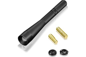 Bingfu Antena universal de radio FM para coche, 10 cm, antena de techo corto, repuesto de tornillos M5.0 M6.0, compatible con todos los coches