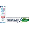 Sensodyne Toothpaste Fresh Mint, Sensitive tooth paste for daily sensitivity protection, 150 gm & Sensodyne Sensitive Manual Toothbrush with Soft Bristles for adult Pack - 4 Pieces,Multicolor