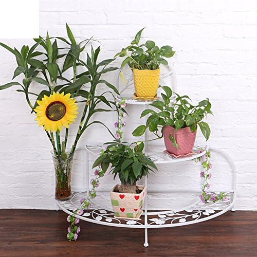 Folding iron flower stands/multilayer flower racks/indoor bench terrace/three-storey balcony flowerpot shelf-C