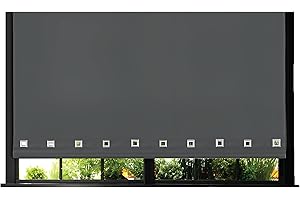 Funky Gadgets Roller Blinds Square Eyelet Light Filtering Roller Blind Daylight Trimmable Blinds Child Safe Easy Fit Metal Tube Home Office Window Blinds-Charcoal Grey, W90 x L165cm