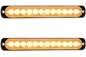 YOJZMA Kit da 2 Luci Strobe LED Emergenza, 12 LED Ambra a Montaggio a Superficie, Luci Lampeggianti per Avviso di Pericolo, Compatibili con 12V-24V per Veicoli da Costruzione, Camion, Fuoristrada