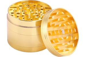 Kinstecks 2.1 "Herb Grinder Macinacaffè per spezie in Alluminio da 4 Pezzi con Raschietto per polline Perfetto per i buongustai Che desiderano l'eccellenza culinaria-Oro