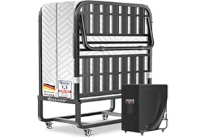 ‎KESSER KESSER® Klappbett 200x90cm Gästebett inkl. Matratze aus Memory-Schaum & Rollen | faltbares Reisebett mit Metallrahmen für Erwachsene belastbar bis 250kg | Metallbett mit Schaumstoffmatratze & Cover