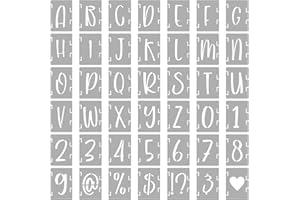 42Pcs Letter Alphabet Stencils, CTRUEE 2 Inch Plastic Letter Stencil Templates Caligraphy Letter Number Stencils Medium Reusable Number Symbol Stencils for Crafts Painting DIY Art on Wood Wall Stones