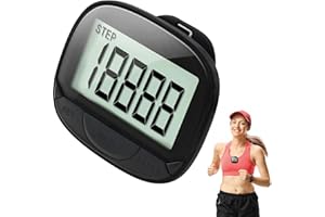 ‎GARMEE Präziser 3D-Schrittzähler, 3D-Dreiachsen-Sensor, bis 99.999 Schritte, Kalorien- und Distanzanzeige, 32g leicht, mit Clip für Tasche oder Gürtel, Schwarz