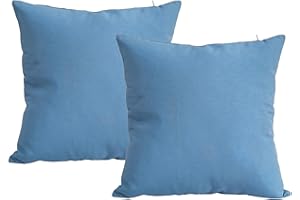 DiseLio 2 Fundas de Cojín Algodón 40 x 40 cm Color Azúl Celeste, Hecho en España. Cojines Decorativos Color Liso para decoración de la casa (L-C-40x40 Azúl Cele)