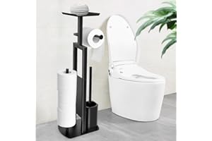 HXC-BLG Edelstahl Klopapierhalter Stehend mit Klobürste - Toilettenpapierhalter mit Feuchttücherbox, Toilettenpapierhalter mit WC Bürste Stand WC Garnitur für Toilettenpapier & Toilettenbürste