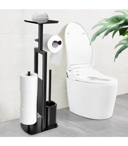 Edelstahl Klopapierhalter Stehend Mit WC-Bürste - Komplett-Set Fürs Badezimmer