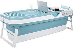 HELLO BATH HelloBath® Bañera Plegable Adulto - XXL, 157 x 60 x 48 cm - Con Cojín, Luz Sumergible, Cesta De Jabón Y Rodillos De Masaje - Bañera plegable Para Baño De Hielo Y Baño Caliente En Verano E Invierno