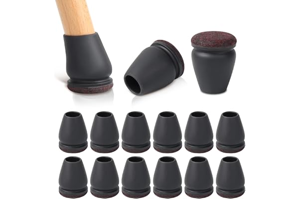 RCHYFEED Protection Pied de Chaise, 24 Pièces Protecteurs de Sol en Silicone Noir, Chaise Protecteurs de Sol en Silicone, Petit Patin de Tampon de Sol pour sols en Bois Dur et carrelage, Ronde16-19mm