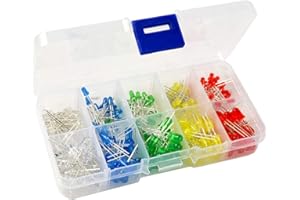 SZAERFA 200 Pcs 3V 20mA 3mm 5mm LED Diodes Diodes Électroluminescentes Multicolore Tête Ronde 2 Broches LED Lampe Assorties Couleur DIY Diodes LED Kit De Résistance