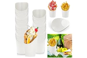 DURANTEY 50 Stück Kraftpapier Becher Multifunktion Pommeshalter Schwarzer Pommes Pommesbox mit SchräGem Mund Snack-Container Kraftpapier Kuchen Pommeshalter Papier für Waffel Eis Bubble Waffeln Tüten