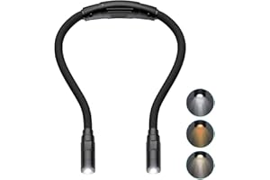 TOPNMA Book Light for Reading in Bed, LED Neck Eye Care Reading Light for Books in Bed at Night Rechargeable Reading Lamp 9 Brightness Levels Bendable Arm Long Lasting for Reading Repairing Black